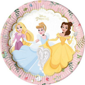 Disney Princess Characters Party Plates (Pack of 8) Pink/White (One Size)
