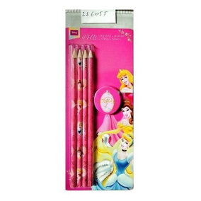 Disney Princess Coloured Pencil Set (Pack of 4) Pink (One Size)