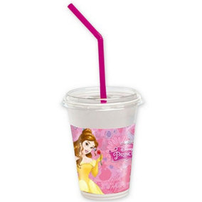 Disney Princess Enchanted Plastic Belle Milkshake Gl (Pack of 12) Pink/Yellow (One Size)