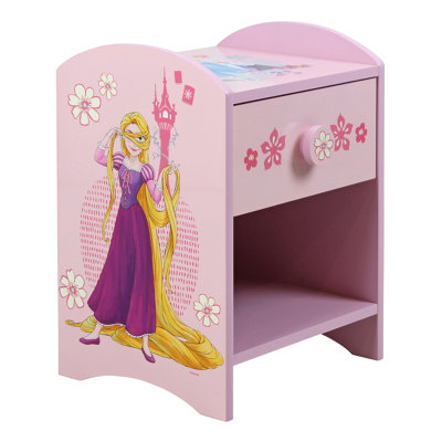 Disney Princess Moana & Rapunzel Bedside Table: Sturdy Engineered Wood Construction, Small Side Table for Kids Bedroom