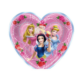 Disney Princess Paper Heart Party Plates (Pack of 8) Pink/Blue/Red (One Size)