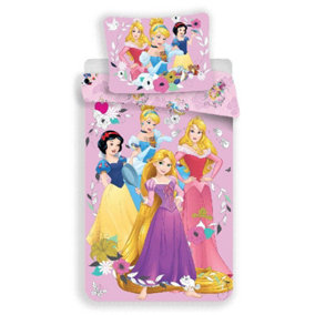 Disney Princess Pink Single 100% Cotton Duvet Cover Set - European Size
