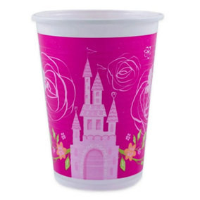 Disney Princess Plastic Castle Party Cup (Pack of 8) Pink/White (One Size)