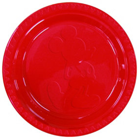 Disney Relief Plastic Embossed Mickey Mouse Party Plates (Pack of 6) Red (One Size)