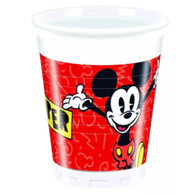 Disney Super Cool Mickey Mouse Disposable Cup (Pack of 8) Red/Yellow/White (One Size)