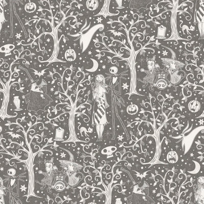 Disney Tim Burton's The Nightmare Before Christmas Grey Forest Peel & Stick Wallpaper