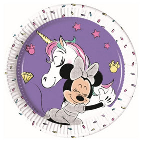 Disney Unicorn Minnie Mouse Disposable Plates White/Purple (One Size)
