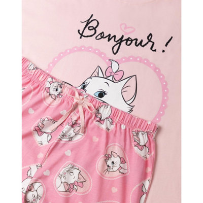 Disney Womens Pink Marie Short Sleeve Long Leg Pyjama Set (X-Large)