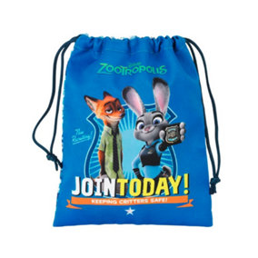 Disney Zootropolis Childrens/Kids Drawstring Character Lunch Bag Blue (One Size)