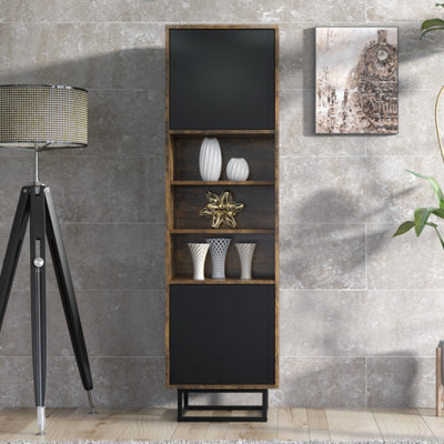 Display Cabinet Harmony Loft 175cm - Rustic & Black
