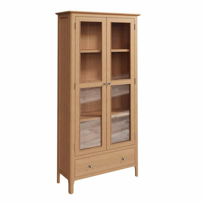 Display Cabinet - Plywood/Pine/MDF - L90 x W35 x H180 cm - Light Oak