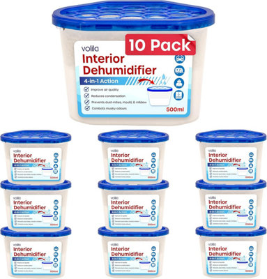 Disposable Dehumidifier Tubs 10 Pack 500ml Condensation Absorbers for Home, Office, Caravan Mold & Odor Prevention