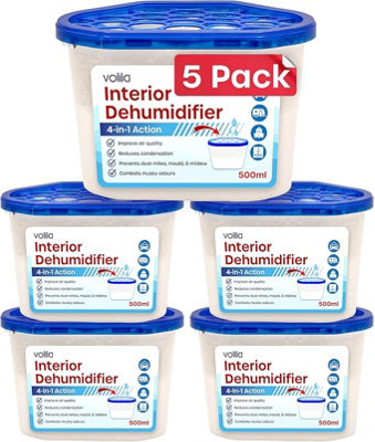 Disposable Dehumidifier Tubs - 5 Pack Superb Condensation Absorbers 500ml Mold Prevention and Wardrobe