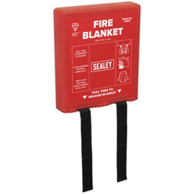 Disposable Fire Blanket - 1.1m x 1.1m Size - Supplied in Wall Mounting Case