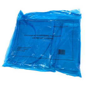 Disposables Polythene Aprons Blue flat pack 100 - Discounted Cleaning Supplies
