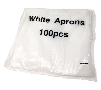 Disposables Polythene Aprons White flat pack 100 - Discounted Cleaning Supplies