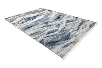 DISTIN 0849A navy blue / blue / white modern carpet - Waves, vintage,   180x270 cm