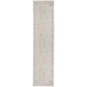 Distressed Natural Beige Persian Style Washable Non Slip Runner Rug 60x240cm