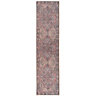 Distressed Red Multicolour Persian Style Washable Non Slip Runner Rug 80x300cm