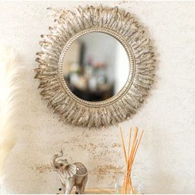 Distressed Silver Feathered Mirror