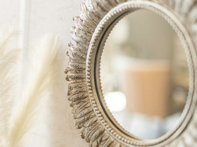Distressed Silver Feathered Mirror - 3