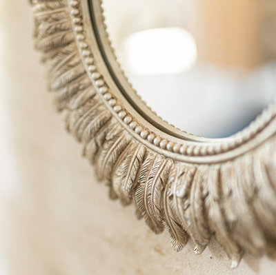 Distressed Silver Feathered Mirror - 4