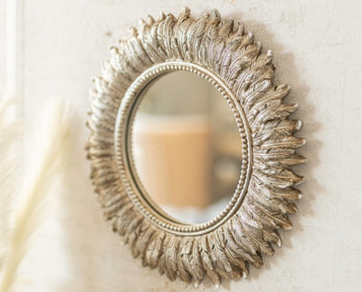 Distressed Silver Feathered Mirror - 6