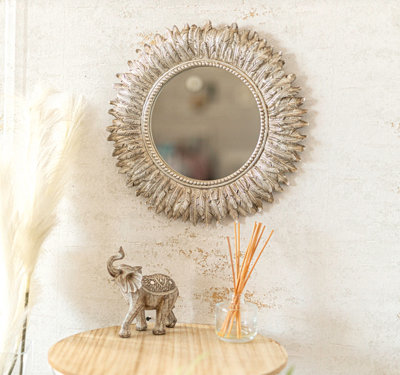 Distressed Silver Feathered Mirror - 7