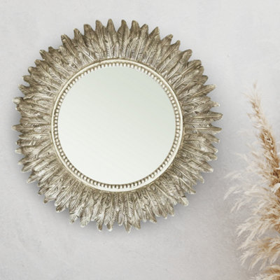 Distressed Silver Feathered Mirror - 8