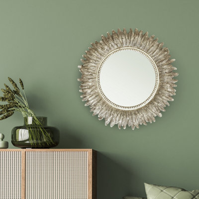 Distressed Silver Feathered Mirror - 9