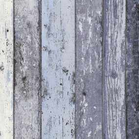 Distressed Wood Panel Wallpaper Blue - AS Creation 8550-60