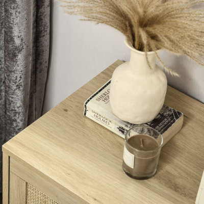 Dito 4-Drawer Chest with Rattan-Weave Panels, Natural Wood Finish, 60 x ...