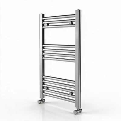 Diva 400 x 800mm Chrome Heated Towel Rail & Matching Radiator Valves ...