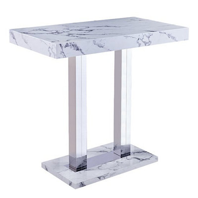 Diva Marble Effect High Gloss Bar Table Rectangular In White
