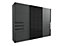 Divac 3 door sliding wardrobe with Drawers and black glass 270cm