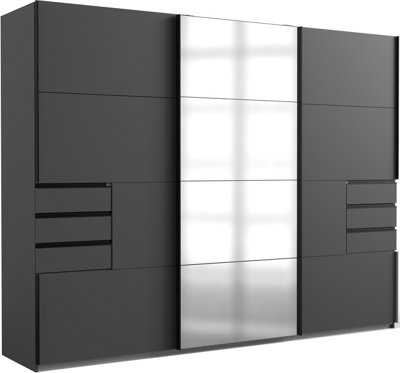 Divac 3 door sliding wardrobe with Drawers and mirror 270cm