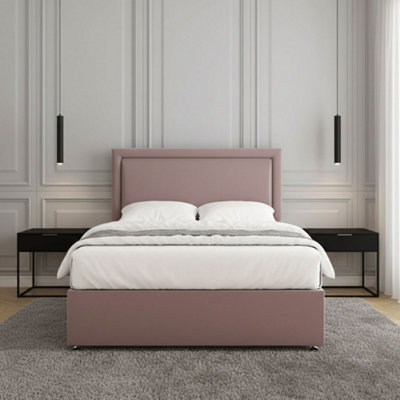 Divan Bed Set Pink Plush Velvet Upholstered 24inch Headboard & Mattress ...