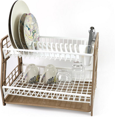 DIVCHI 2-Tier Dish Drying Rack Large Capacity Plastic Dish Drainer ...