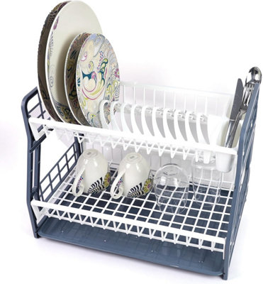 DIVCHI 2-Tier Dish Drying Rack Large Capacity Plastic Dish Drainer ...