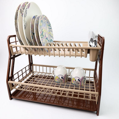DIVCHI 2-Tier Dish Drying Rack Large Capacity Plastic Dish Drainer ...