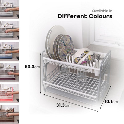 DIVCHI 2-Tier Dish Drying Rack Large Capacity Plastic Dish Drainer ...