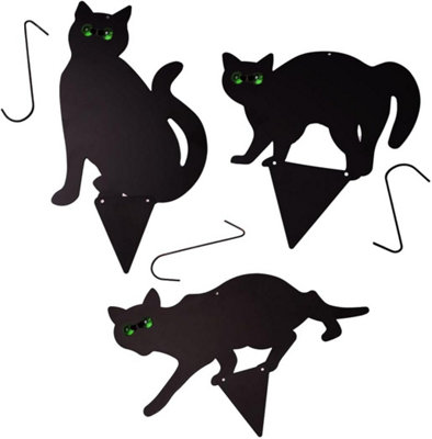 DIVCHI 3Pack Black Cat Silhouette for Garden - Cats Scarer with Marble Eyes - Harmless Bird Deterrent, Fox Repellent, Rodent Repel