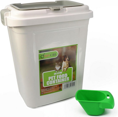 DIVCHI 40L Pet Food Storage Container Flip Top Locking System With Integrated Scoop Plastic Birds Airtight Pet Dog Cat Animal Dry