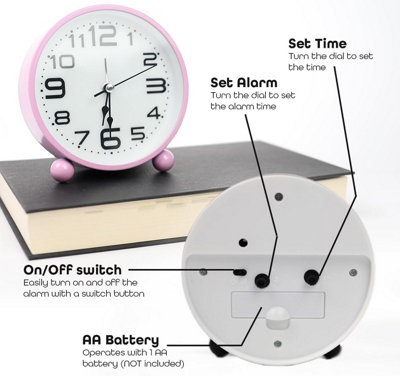 Silent Glow Bedside Digital Clock – Non-Ticking, White, Temperature & Humidity Display (Battery Powered)