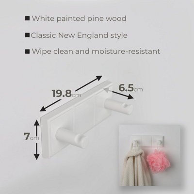 DIVCHI Coat Hook White Wall Mounted Coat Rack Heavy Duty Double