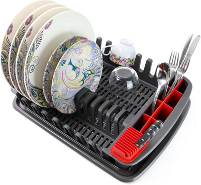 DIVCHI Dish Drainer Plastic Dish Drying Rack Sink Drainer With Cutlery ...