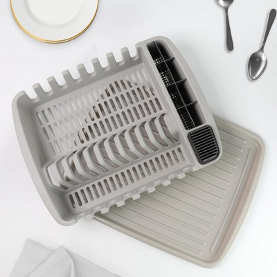 DIVCHI Dish Drainer Plastic Dish Drying Rack Sink Drainer With Cutlery ...