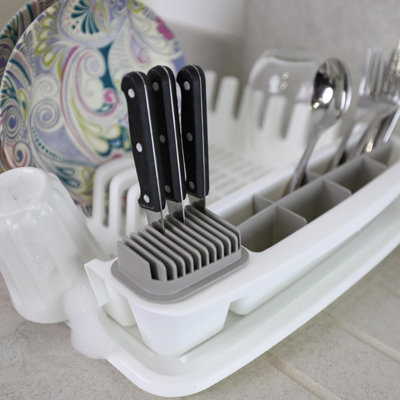 DIVCHI Dish Drainer Plastic Dish Drying Rack Sink Drainer With Cutlery ...