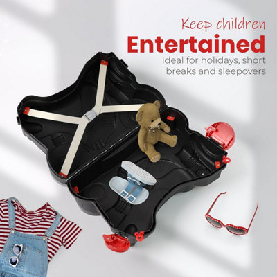 Générique Kids Ride Suitcase, 3-Digit Password Lock Kids Luggage, Kids Ride Travel Luggage, 20in Trolley Case with Seat Belts, Ride Trolley Case with Handlebars, Pedal Travel Luggage for Kids