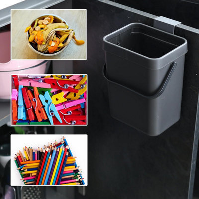 VIGIND Hanging Small Trash Can With Lid - 5L Under Sink Kitchen & Bathroom Waste Basket, Green